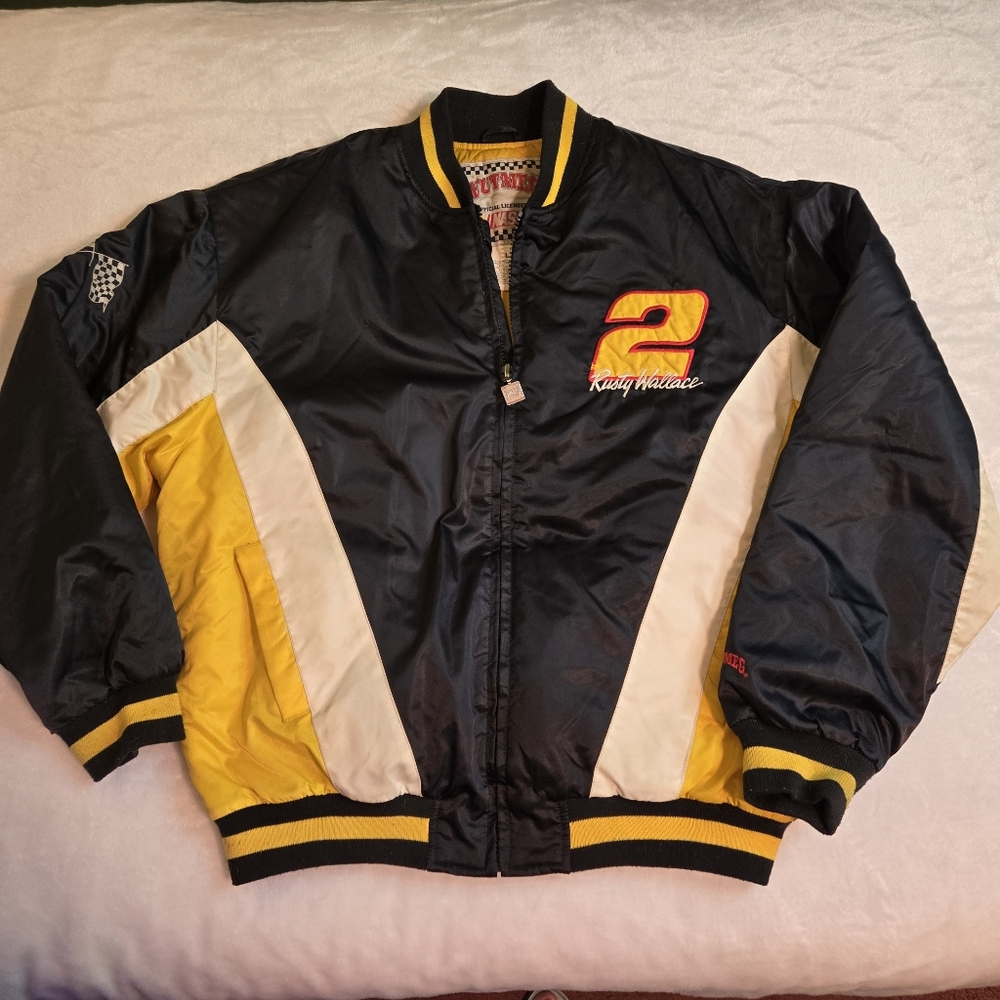 Black and Yellow Rusty Wallace‎ Racing Bomber Jacket